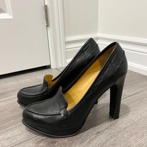 Nine West Genuine Leather Platform Loafer High Heel